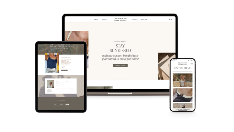 Laptop and phone mockups to show branding and web design for female entrepreneurs by Flourish Foundry Designs​