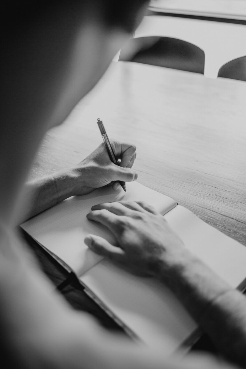 Writing in a workout tracking log