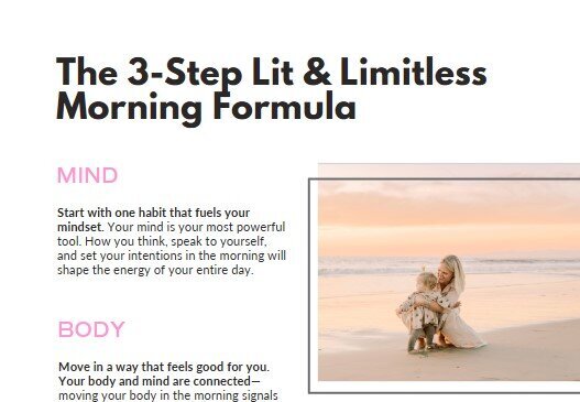 Mockup of the Lit & Limitless Morning Guide showing the mind and body connection