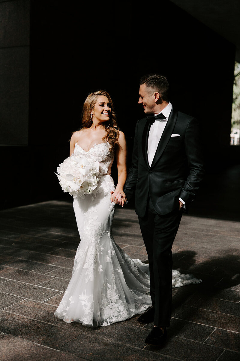Bride and groom portraits in Downtown Houston