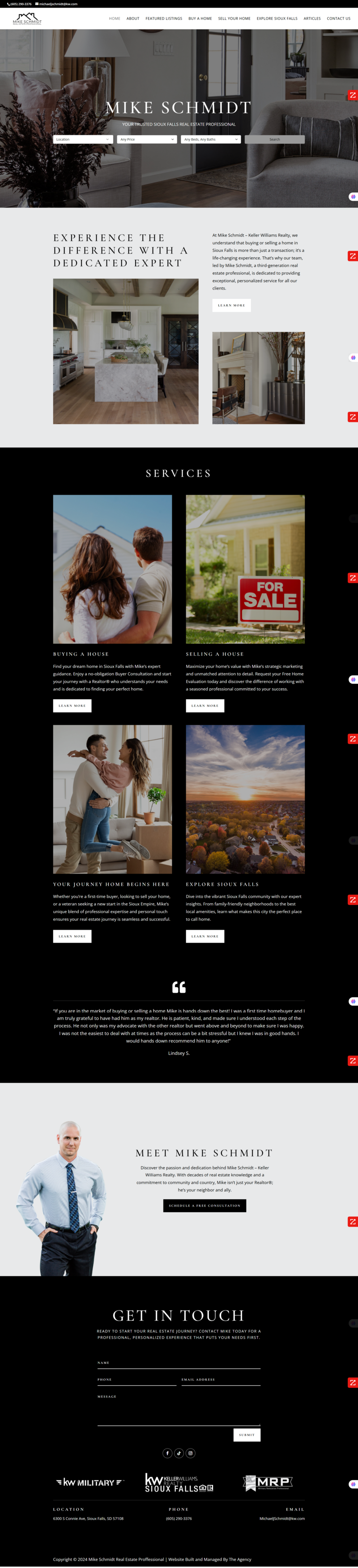 Laptop mockup showing custom website design for real estate brand Mike Schmidt created by The Agency
