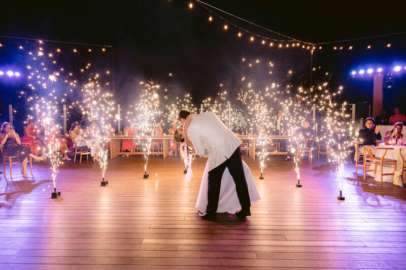 collage of destination wedding couples getting married