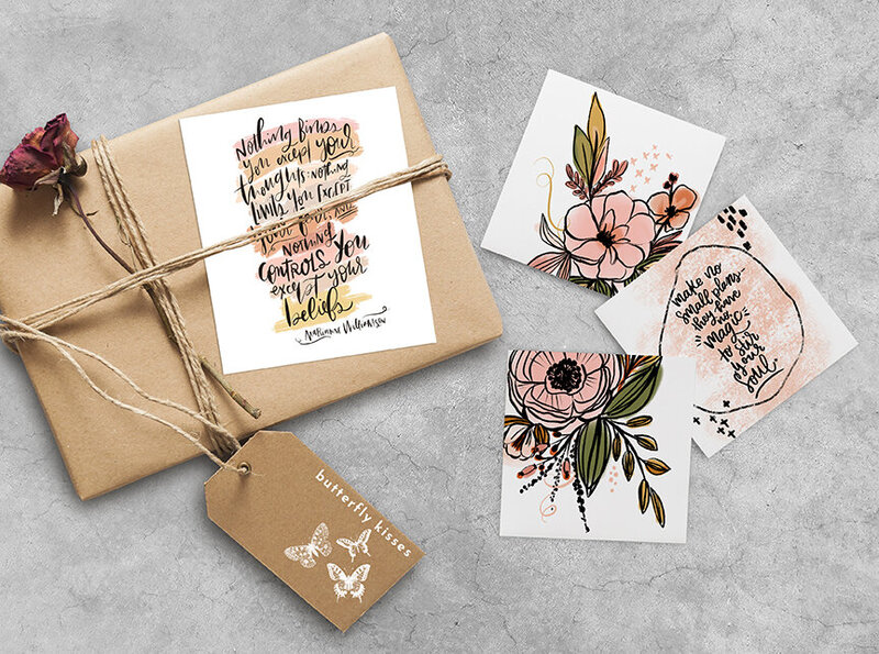 butterfly kisses and flower pkg cards
