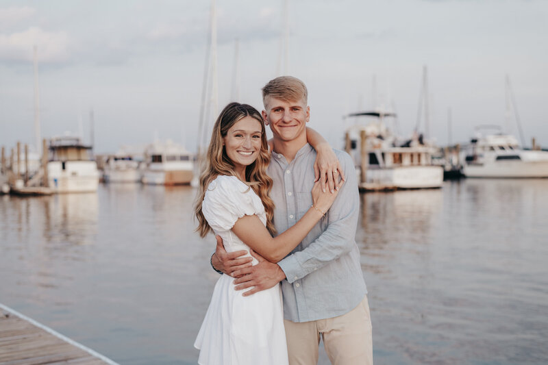 Couple in front of beaufort marina