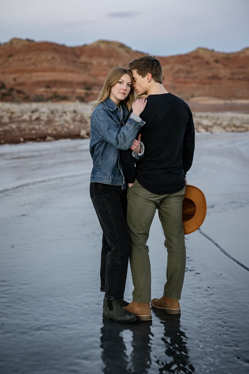 Winter Engagement Photography at Alcova Lake, Wyoming