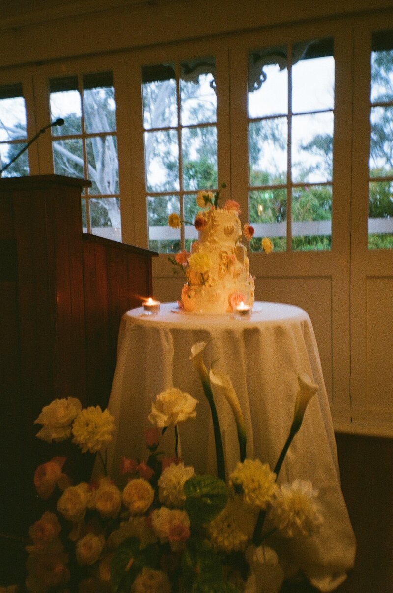 A wedding cake captured on film at The St Lucia Gold Club