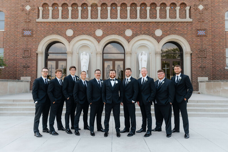 Ohio wedding photographer capturing formal groomsmen portraits for couples who value timeless, polished, and confident wedding imagery.