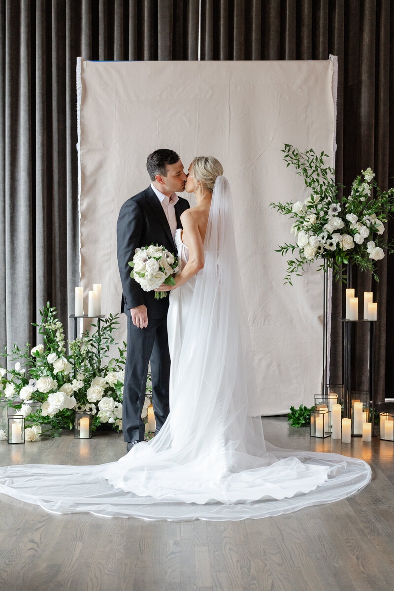 bride and groom portrait at High Line Car House Columbus Ohio Wedding Venue