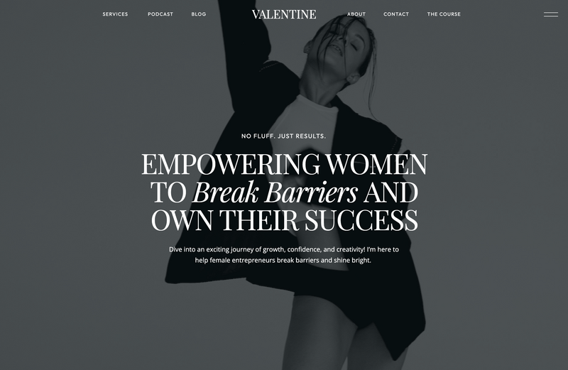 A screenshot of Cotswold Designs Rosalie Showit Websit Template