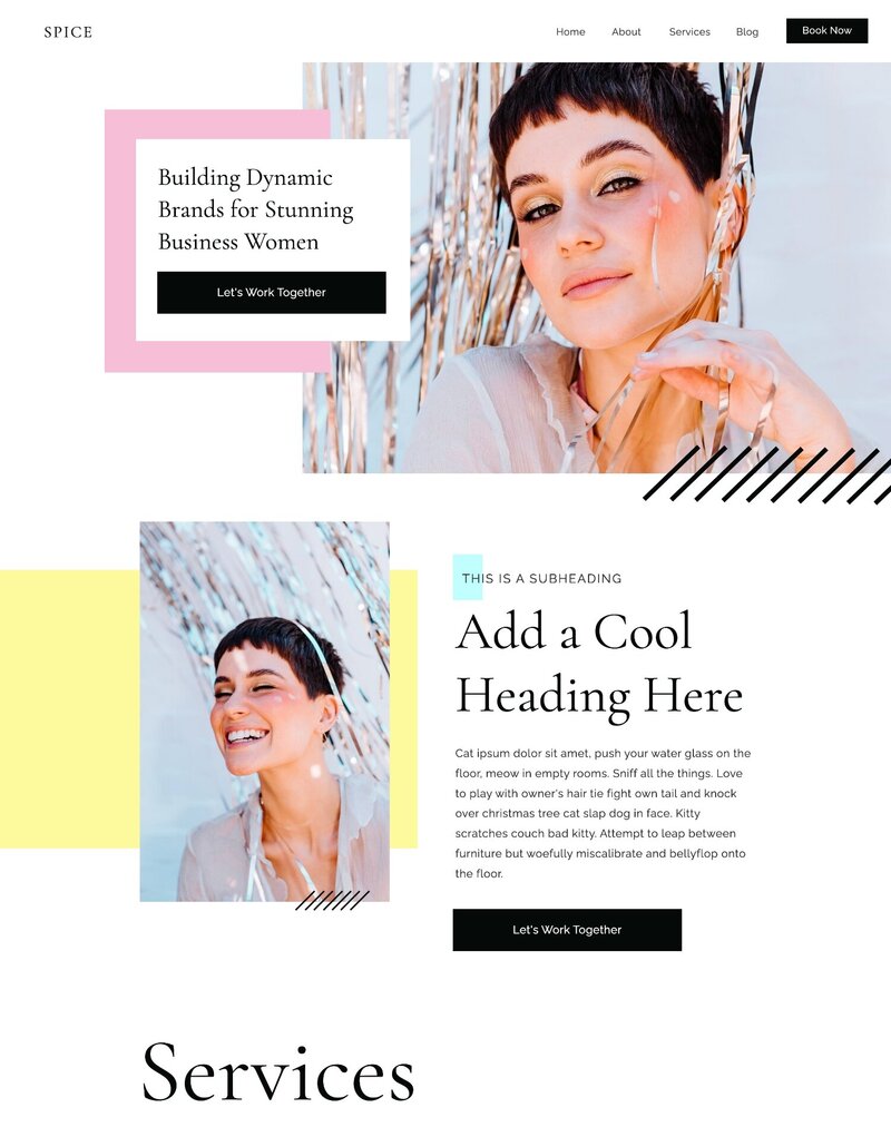 lace themed website homepage