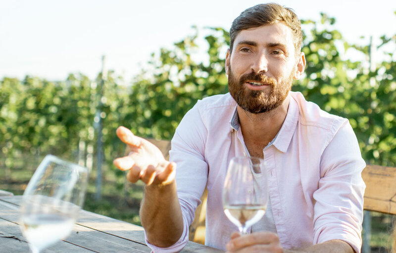 Image of a young man at a winery