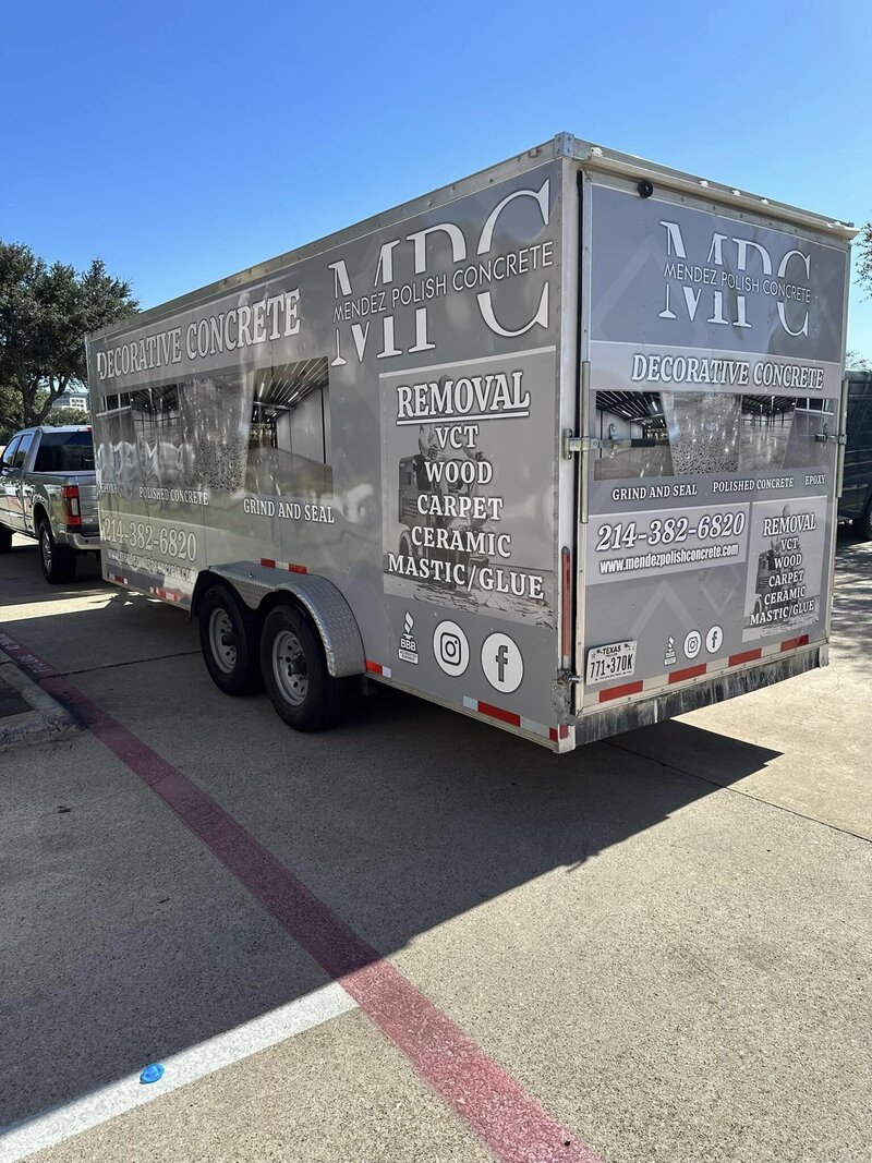 Concrete companies near you – A professional truck used by experts to transport polished concrete materials, ensuring efficient and safe delivery for high-quality projects.