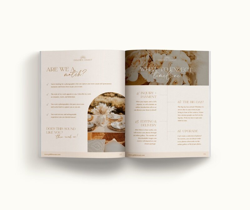 Boho pricing guide template for photographers Golden Coast 5