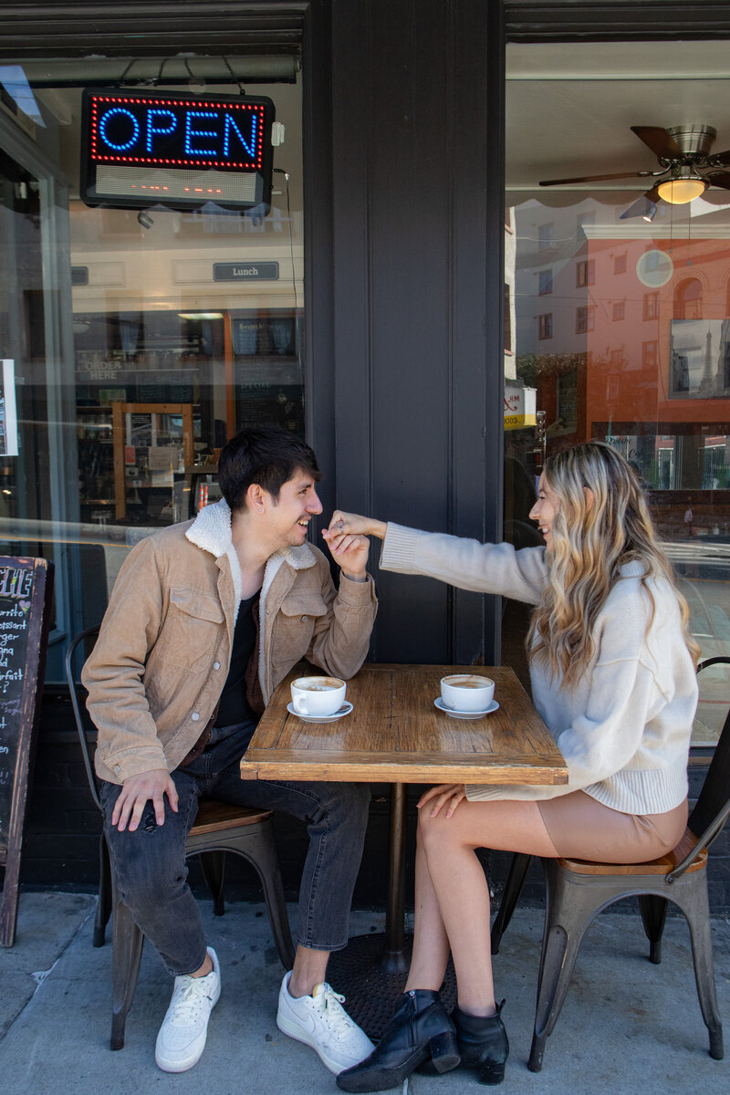 Bride and groom walk up memorial steps at their DC wedding