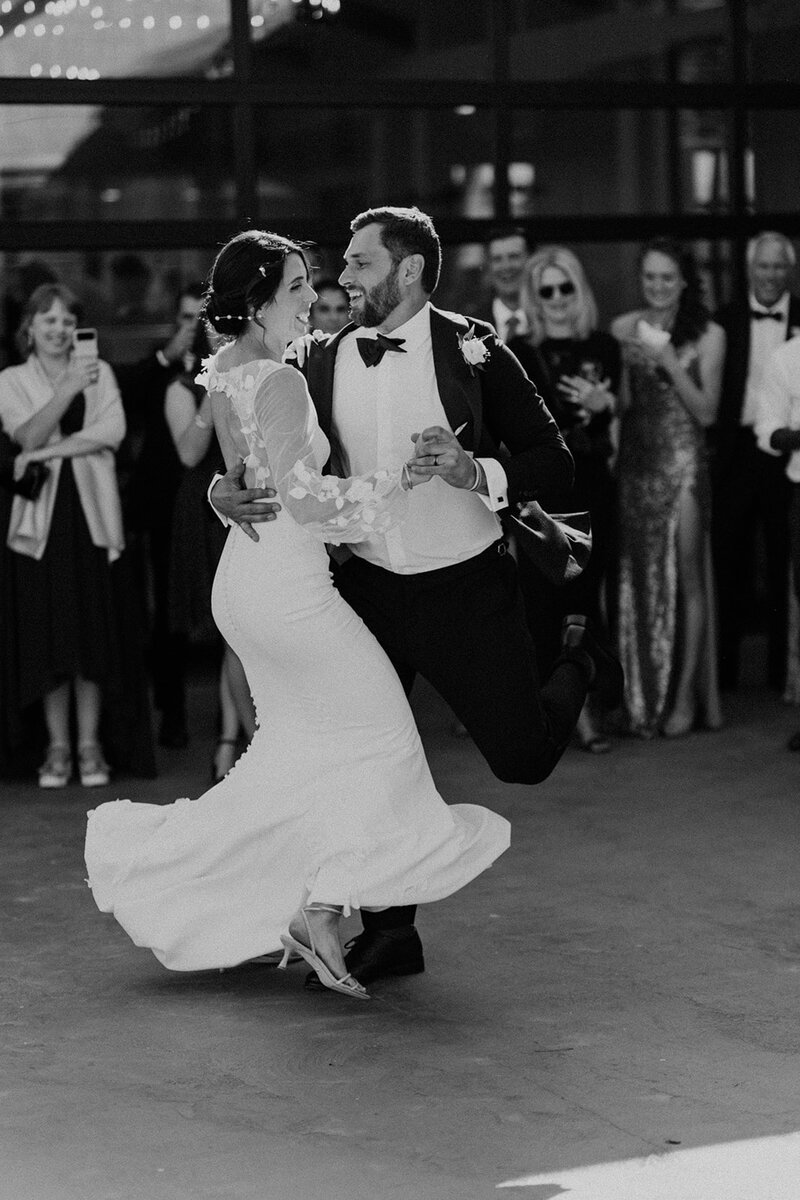 bride and groom dancing at their knoxville wedding reception