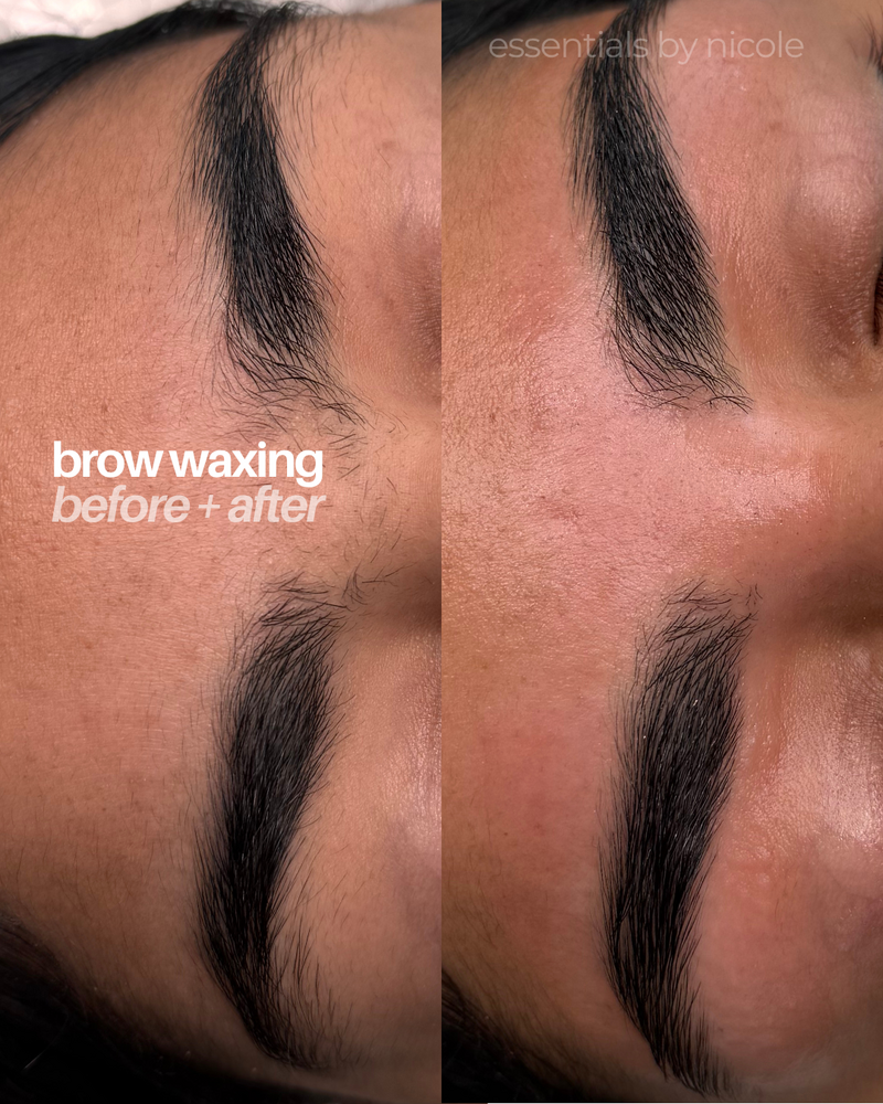 Gentle brow shaping for sensitive skin using precision waxing technique at Essentials by Nicole West Springfield MA