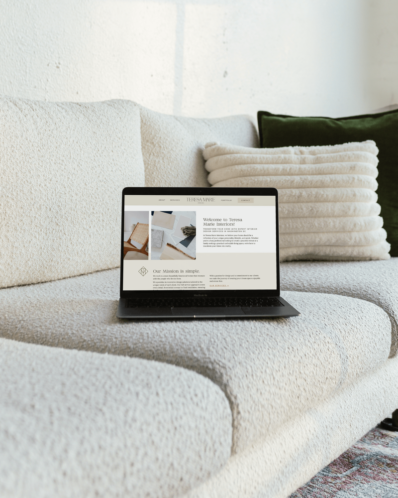 elegant, earthy, and minimal organic website design for interior design studio