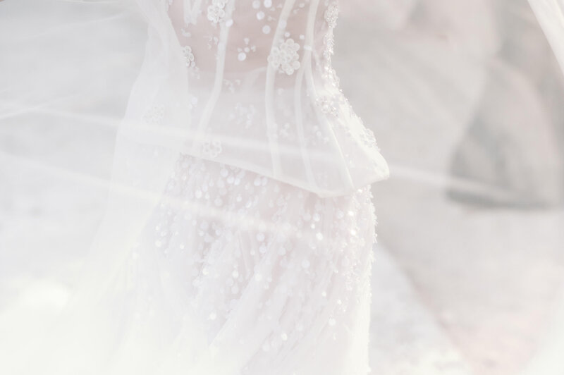 sequin details on beautiful wedding dress