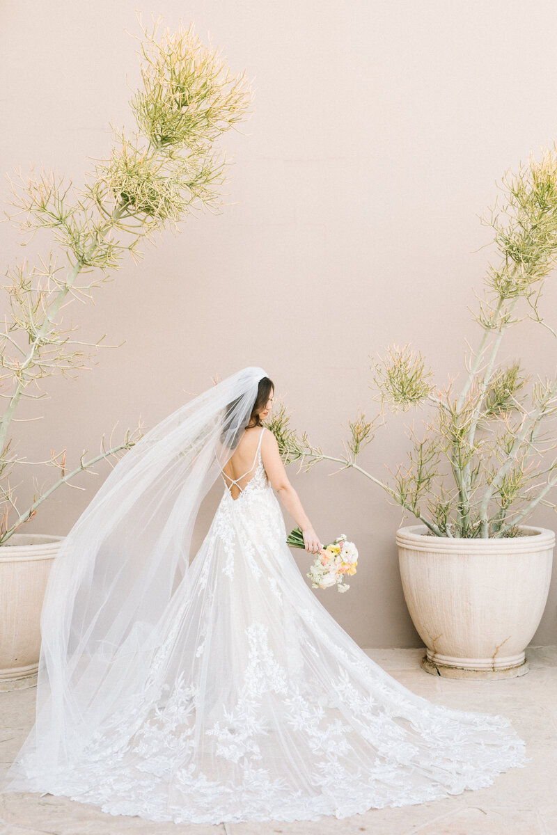 Scottsdale bride in dress with bouquet