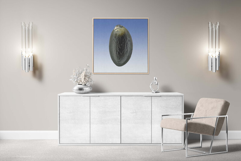 Fine Art Canvas with a natural frame featuring Project Stardust micrometeorite NMM 1196 for luxury interior design