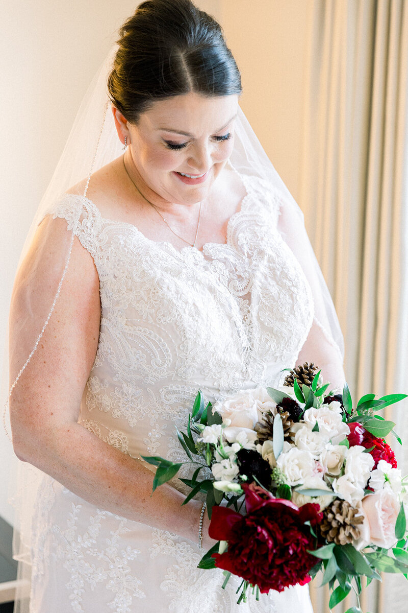 wedding portrait of bride with flowers