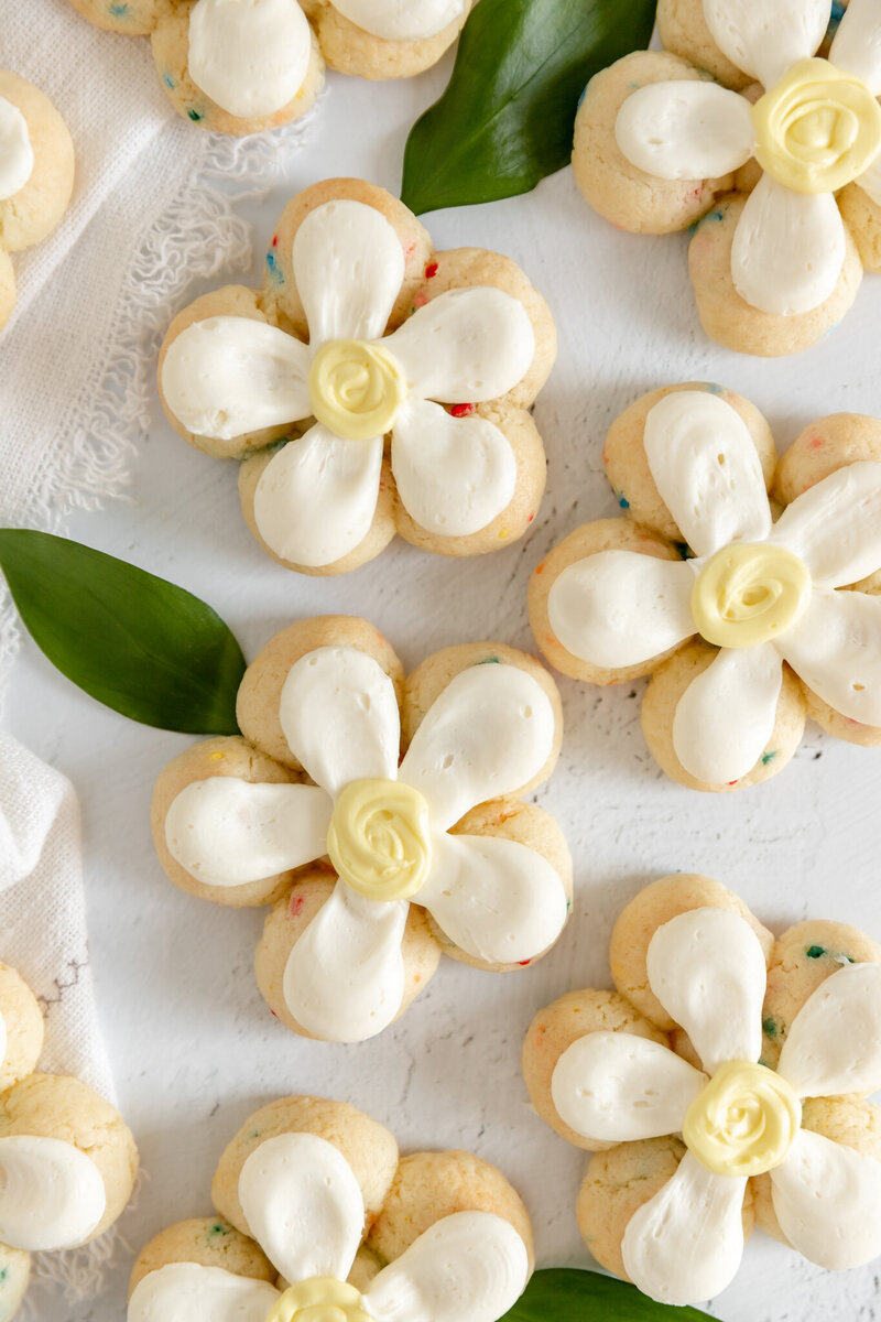 flower shaped frosted sugar cookies