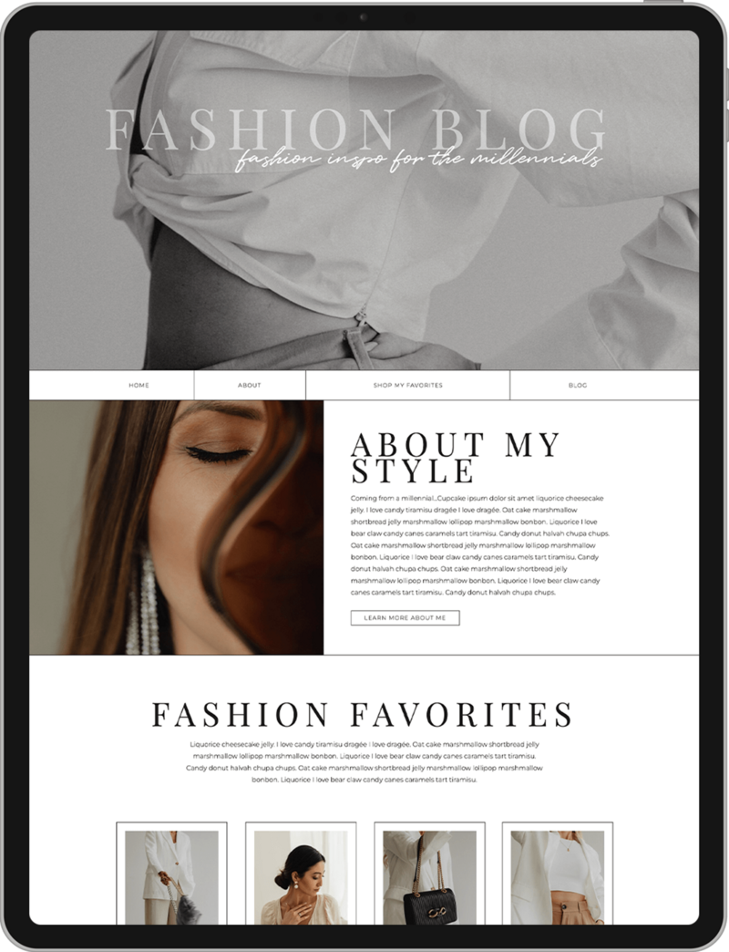 Showit Fashion Blog Homepage