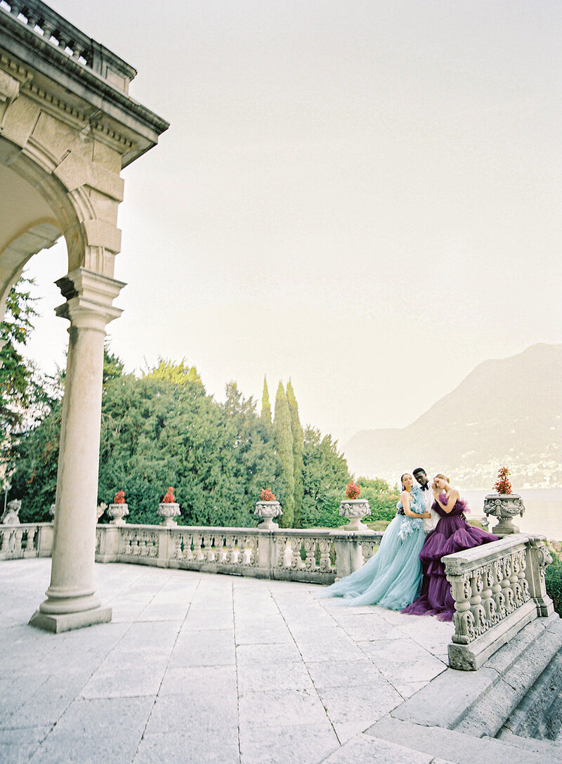 Couture wedding fashion shoot at Villa Erba on Lake Como in Italy photographed by Lake Como wedding photographer Amy Mulder Photography