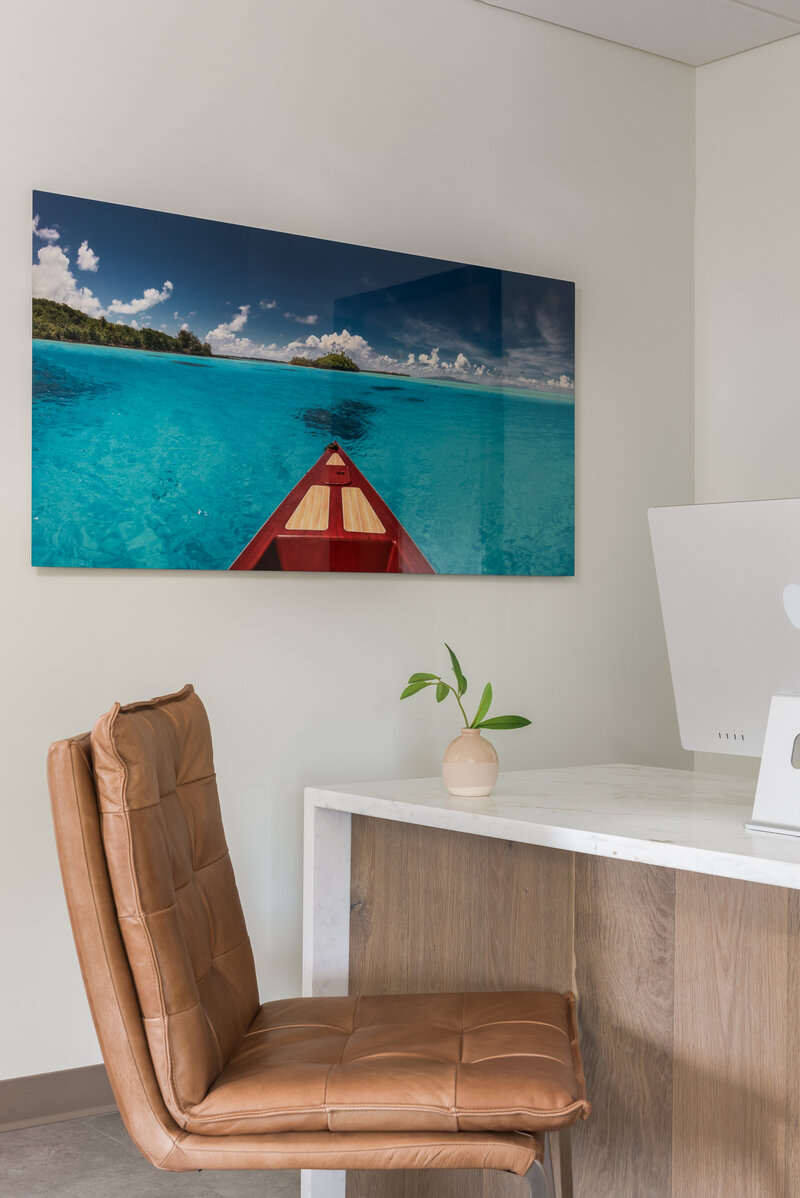 Leather char and office desk at Down to Earth project_Scarbro Design