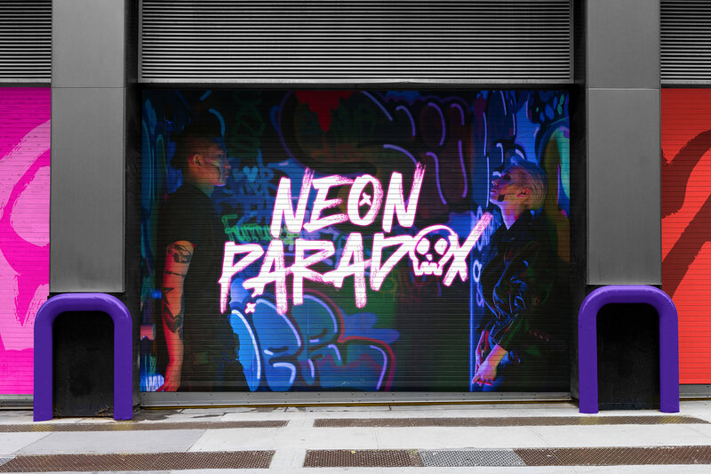 Vibrant Mural Band Neon Paradox
