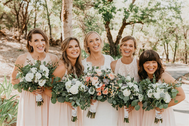 bridesmaids in blush