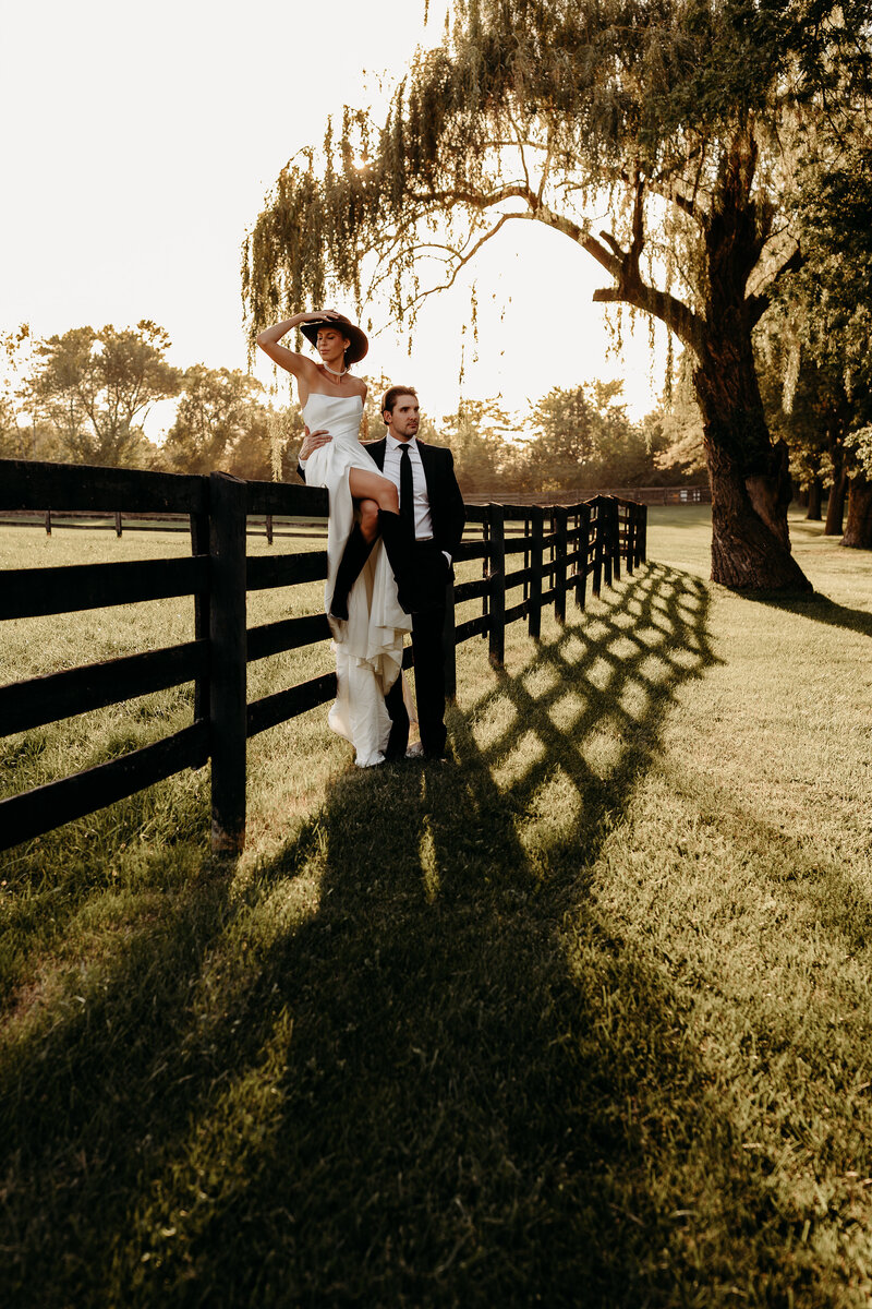 Bride in her dress during golden hour portraits in Chicago.
