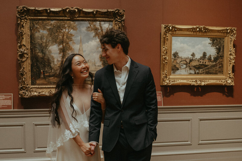 bride and groom at the met for elopement photos shot by Elsie Goodman Photography | NYC Elopement Packages
