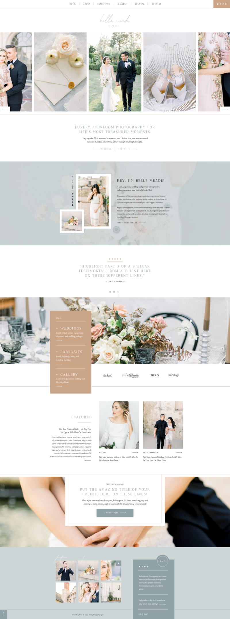 a mockup of a neutral and stylish Showit template