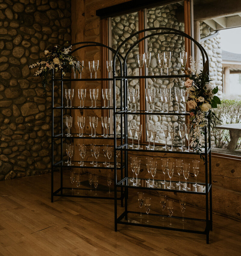 Black glass shelf champagne wall 1-Rori Ranch Rentals