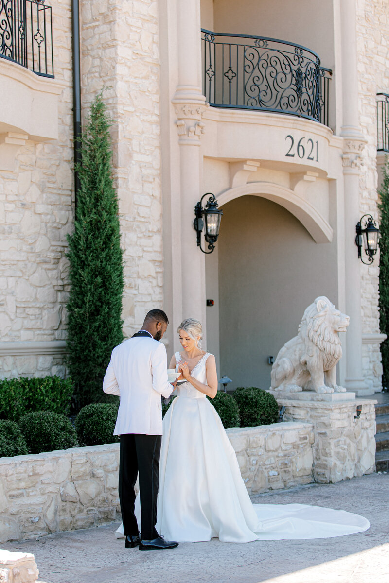 Swank Soiree Dallas Wedding Planner Kelci and CJ Knotting Hill Place - Bride and Groom first look