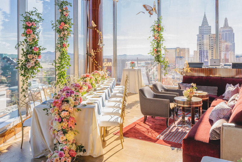 Luxury baby shower with floral decor at Waldorf Astoria Las Vegas, designed by Thater Made, a luxury wedding and event producer in San Diego, CA.
