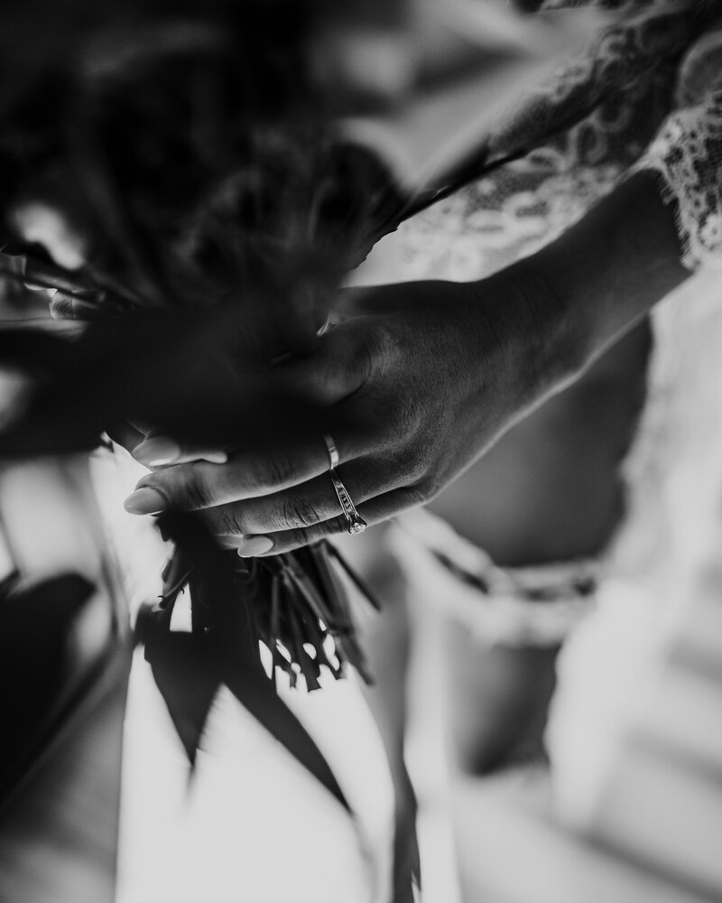 brides ring, flroals, and garter