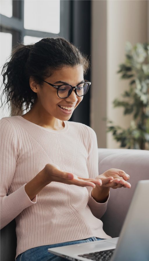 woman receiving telehealth services