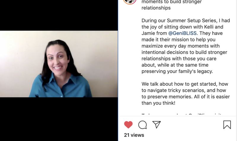 IGTV Interview of GeniBLISS on maximizing everyday moments to build your modern day family history