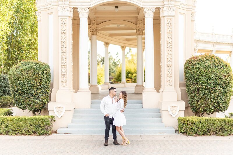 Bride and groom-to-be engagement session at Balboa Park in San Diego, California - Sherr Weddings