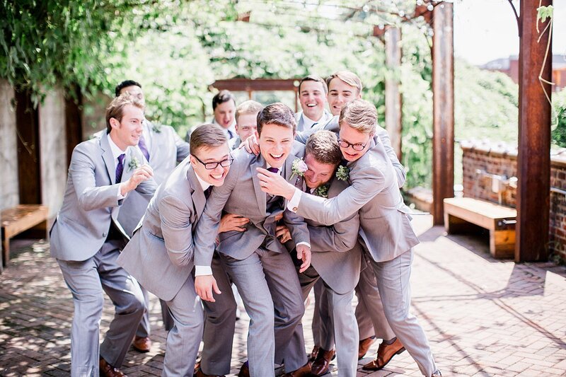 groomsmen acting silly by Knoxville Wedding Photographer, Amanda May Photos