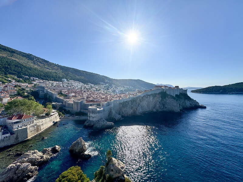 Dubrovnik Croatia full view of wall from fort 