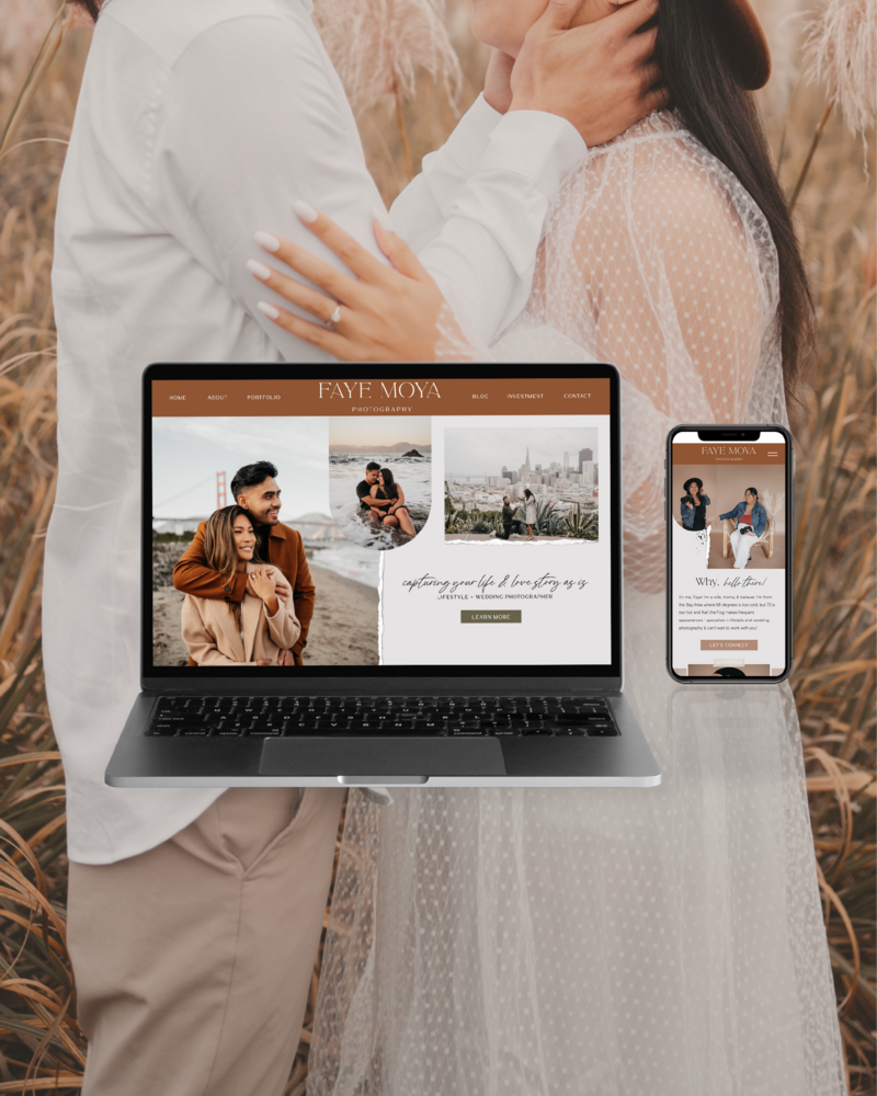 Custom Showit website design for Bay Area wedding photographer.
