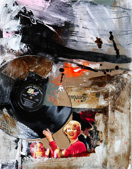 Record 04, 2007 -  Vinyl record and mixed media on wood panel 18x24 Sold