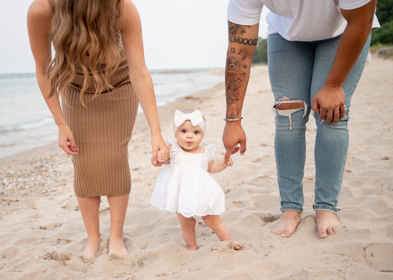 Family at Beach Milwaukee Wisconsin