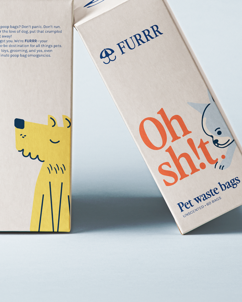 custom dog illustration poo waste packaging design for Toronto pet store