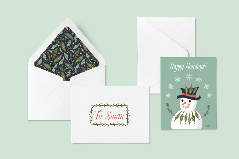 snowman with shadows Greeting Card Mockup