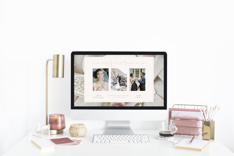 Blush and White Design House Website Mockup -iMac