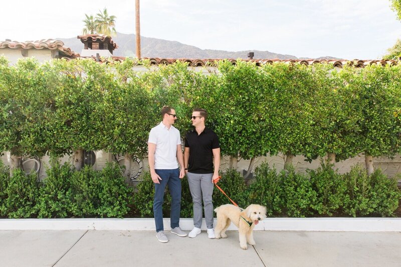 Mike and Brandon's engagement photos at the Kimpton Rowan Hotel in Palm Springs by Palm Springs wedding photographer Ashley LaPrade.